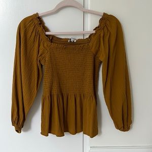 Madewell antique gold 100% cotton long sleeve shirt.